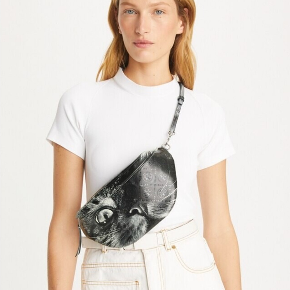 NWT TORY BURCH RARE T MONOGRAM CAT BELT SLING BAG LTD. ED. - Picture 5 of 16